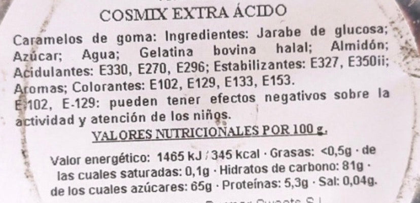 Mix minis bonbons acides sucrés 500gr