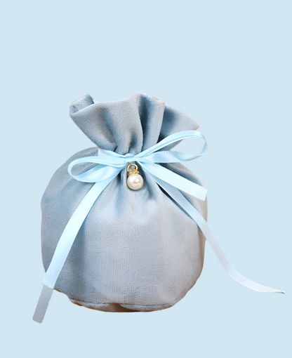 SAC CADEAU VELOURS BLEU X1