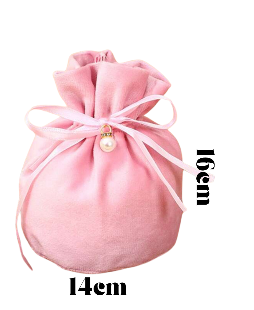 SAC CADEAU VELOURS ROSE X1