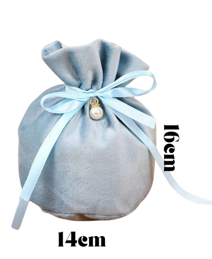 SAC CADEAU VELOURS BLEU X1